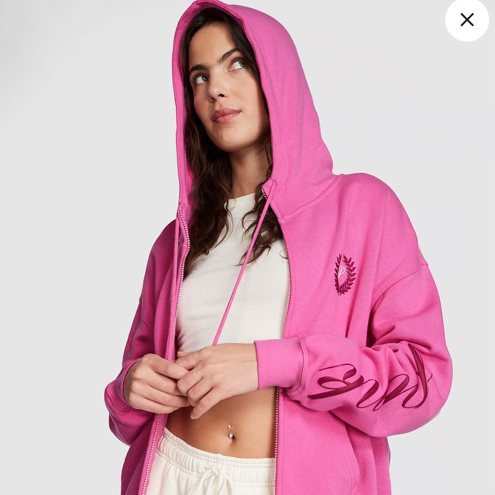 Vs Pink Everyday Fleece relaxed full zip hoodie